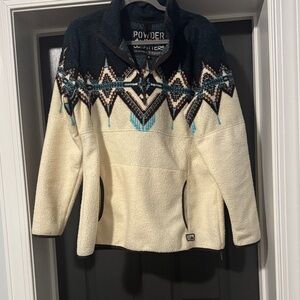 Powder Women's Cream and Black Turtleneck Sweater